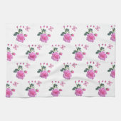 Rose Rose Floral Papillon Coeurs main serviette (Horizontal)