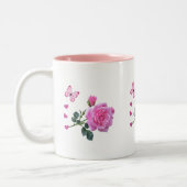 Rose Rose Floral Papillon Coeurs Mug (Gauche)