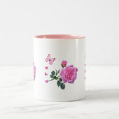 Rose Rose Floral Papillon Coeurs Mug (Centre)