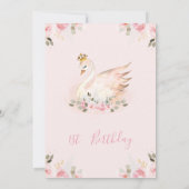 Rose rose Floral Princess Swan Invitation Annivers (Dos)