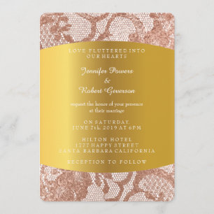 Rose Rose Gold Faux Mariage Invitation royale