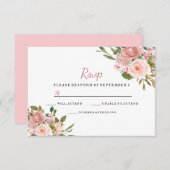 Rose & Rose Gold Floral Mariage élégant RSVP (Devant / Derrière)