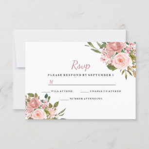 Rose & Rose Gold Floral Mariage élégant RSVP