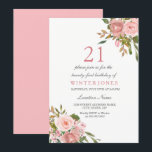 Rose Rose Gold Flowers 21e anniversaire Invitation<br><div class="desc">Rose Rose Gold Flowers 21e anniversaire Invitation de fête Voir la collection correspondante en magasin</div>