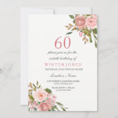 Rose Rose Gold Flowers 60e anniversaire Invitation (Devant)