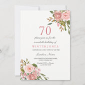 Rose Rose Gold Flowers 70e anniversaire Invitation (Devant)