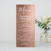 Rose Rose Gold Moderne et élégant Menu de mariage (Debout devant)