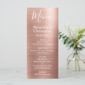 Rose Rose Gold Moderne et élégant Menu de mariage (Debout devant)
