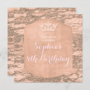 Rose Rose Gold Princess Crown Party Invitation