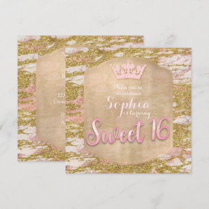 Rose Rose Gold Princesse SWEET 16 Party Invitation