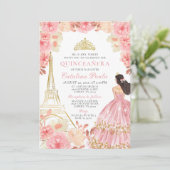 Rose Rose Gold Tiara Paris Quinceañera Invitation (Debout devant)