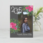 Rose Rose Grey Faire-part de graduation moderne (Debout devant)