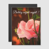 Rose rose Hongroise fête des mères - carte magnéti (Devant / Derrière)
