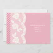 Rose rose, invitation floral en ivoire de baby (Dos)