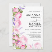 Rose rose & Lavender Floral Invitation (Devant)