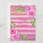 Rose rose mexicaine Charra Quinceanera Invitation (Dos)