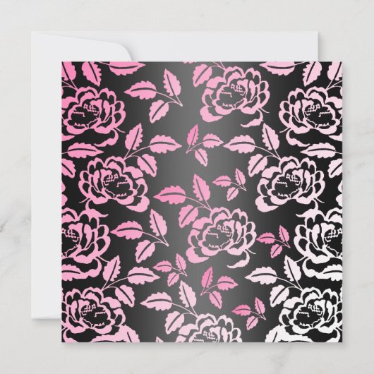 Rose rose/noir doux 16 Invitation d'anniversaire (Dos)