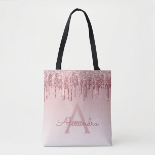 Rose Rose Or Épingle Élégant Monogramme Sac de liv