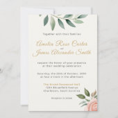 Rose rose pâle Élégant Faire-part de mariage flora (Devant)