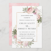 Rose rose pâle Faire-part de mariage floral (Devant / Derrière)