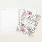 Rose rose pâle Floral Nom Planner (Devant avec enveloppe)