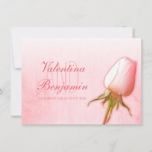 Rose rose pâle invitation de mariage (Devant)