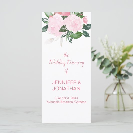 Rose rose pâle Programme de mariage vert (Debout devant)