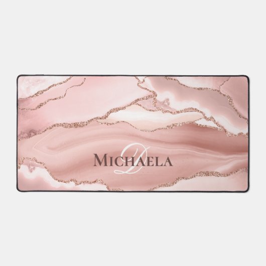 Rose Rose Parties scintillant or Agate Géode Monog (Recto)