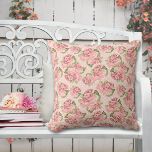 Rose Rose Pays Chic Point Motif Jeu Oreiller