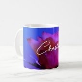 Rose rose Personnalisable Nom Café Mug (Devant gauche)