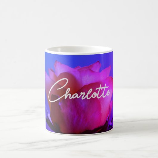 Rose rose Personnalisable Nom Café Mug (Centre)