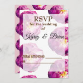 Rose Rose Photo, Elégant Carte photo RSVP, Script (Devant / Derrière)