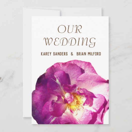 Rose Rose Photo Élégant Mariage Invitation (Devant)