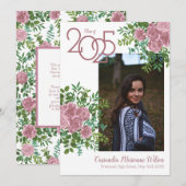 Rose Rose photo Faire-part de graduation (Devant / Derrière)