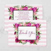 Rose rose & Poppy Floral Bouquet Mariage Merci (Devant / Derrière)