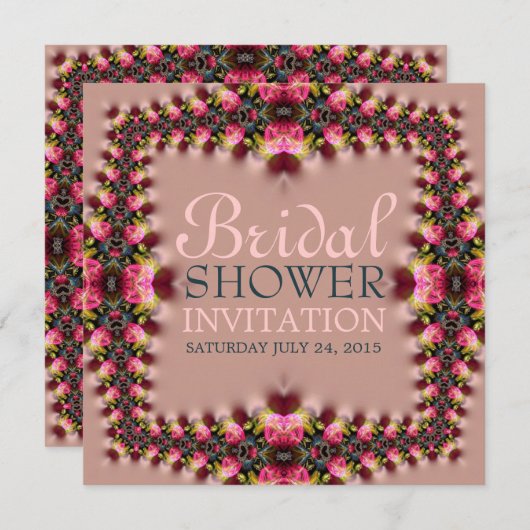 Rose Rose Romance Invitation de la douche nuptiale (Devant / Derrière)
