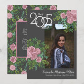 Rose Rose Rose Grey Photo Faire-part de graduation (Devant / Derrière)