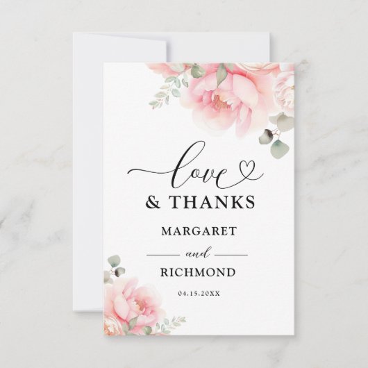 Rose rose rose rose douce Carte de remerciements M (Devant)