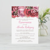 Rose rose rouge (Rosa) Quinceañera Invitation (Debout devant)