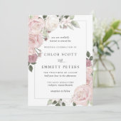 Rose rose rousse Rustique Floral Faire-part de mar (Debout devant)