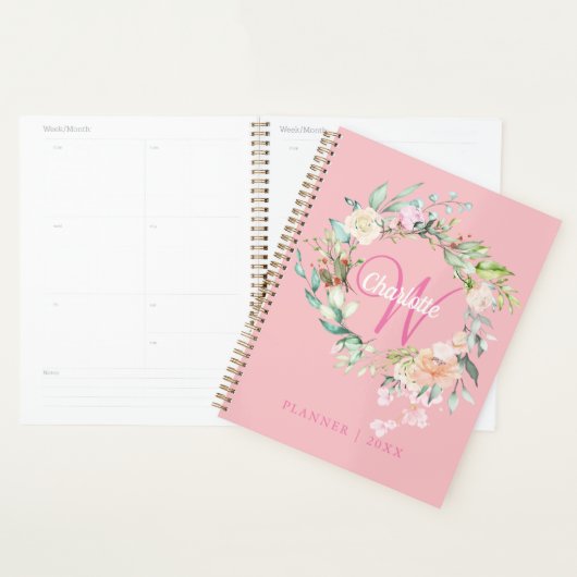 Rose rose Script Monogramme 2023 (Devant avec enveloppe)