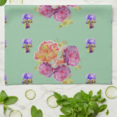 Rose rose Shabby sur Vert Floral Cuisine Serviette (Plié)