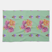 Rose rose Shabby sur Vert Floral Cuisine Serviette (Horizontal)