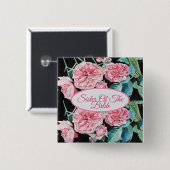 Rose rose sœur de la mariée Badge Roses (Devant & derrière)