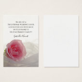 Rose rose sur blanc Mariage Carte de la Charité Fa (Devant & derrière)