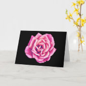 Rose rose sur la carte de note d'art noir (Fleur jaune)