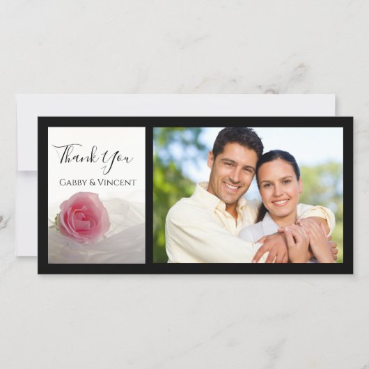 Rose rose sur Merci Mariage blanc (Devant)