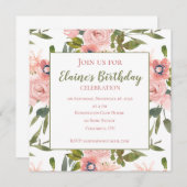 Rose rose thème Anniversaire Invitations (Devant / Derrière)