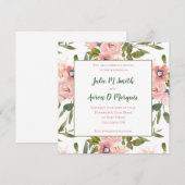 Rose rose Thème Mariage Invitations (Devant / Derrière)