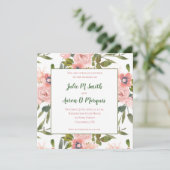 Rose rose Thème Mariage Invitations (Debout devant)